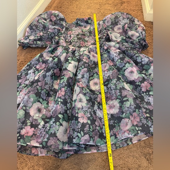 Selkie The Nirvana Royal Puff Sleeve Dress Fit Flare Chiffon Secret Garden M NEW - Picture 11 of 13